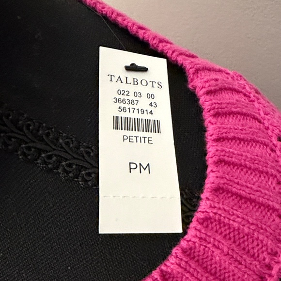 Talbots Pink Open Knit Sweater Petite Medium NWT. 100% cotton - Picture 2 of 7